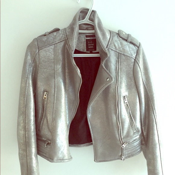Zara Silver Moto Jacket - Picture 1 of 6